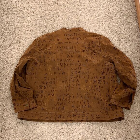 2XL Brown/Bronze Full Zip Lightweight Dress Jacket Symbols design - Picture 4 of 5